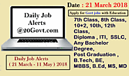 Daily Job Alerts (21 March - 11 May ) 2018 | रोजगार समाचार ~ Daily Job Alerts for Latest Employment News for 10th/12t...
