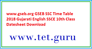 www.gseb.org GSEB SSC Time Table 2018 Gujarati English SSCE 10th Class Datesheet