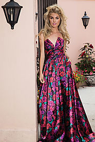 High Slit Rose Printed Gown