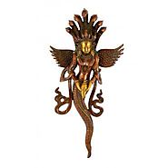 Website at https://www.craftvatika.com/large-brass-metal-wall-sculpture-of-mermaid-like-hindu-snake-goddess.html