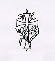 Cross Intertwined with Flower Embroidery Design| EMBMall