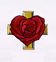 Heart Rose and a Cross Embroidery Design | EMBMall