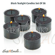 Black Tealight Candles Set Of 36 With Clear Cup On Shopacandle
