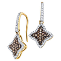 Brown Diamond Star Shaped Fashion Earrings 10K Yellow Gold (0.63 ct.tw.)