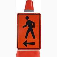 Cone Mounted Pedestrian Left Arrow - PVC - Highway 1 | Highway 1