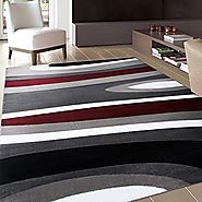 Rugshop Abstract Contemporary Modern Area Rug, 5' 3" x 7' 3", Gray/Red