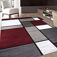 Rugshop Contemporary Modern Boxes Area Rug, 7' 10" x 10'2", Red