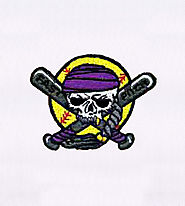 Baseball Enamored Pirate Skull Embroidery Design | EMBMall