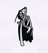Black and White Hooded Grim Reaper Embroidery Design | EMBMall