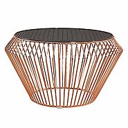 Abbyson Living Emma Stainless Steel Coffee Table in Rose Gold | Lavorist