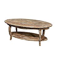 Alaterre Rustic Reclaimed Driftwood Oval Coffee Table | Lavorist
