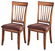 Ashley Furniture Signature Design Berringer Dining UPH Side Chair, Hickory Stain Finish, Set of 2 | Lavorist