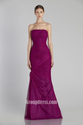 Purple Strapless Straight Neck Floor Length Chiffon Bridesmaid Dress