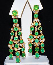Emerald Earrings – Diamond & Gold Earring Set