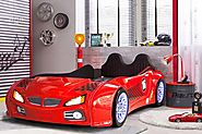 BMW M3 RED KIDS CAR BED with REAR RAISED LEATHER SEATS and LED LIGHTS