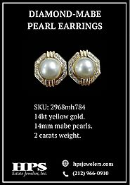 Diamond-Mabe Pearl Earrings by HPS Jewelers
