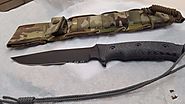 CHRIS REEVE PAC-1001 PACIFIC BLACK SERRATED FIXED BLADE KNIFE WITH SHEATH