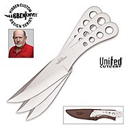 UNITED GH0455 GIL HIBBEN LARGE TRIPLE THROWING KNIFE SET. WITH SHEATH