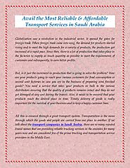 Avail the Most Reliable & Affordable Transport Services in Saudi Arabia