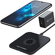 Fast Wireless Charger Pad by D'Goods – QI Charging Stand for iPhone X, 8/8 Plus, Samsung Galaxy S9/S9+/S8/S8 Plus, No...