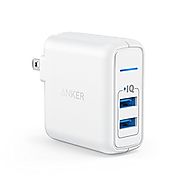 Anker Elite Dual Port 24W USB Travel Wall Charger PowerPort 2 with PowerIQ and Foldable Plug, for iPhone X / 8 / 7 / ...