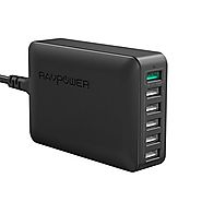 USB Quick Charger RAVPower 60W 6-Port Quick Charge 3.0 Fast Charger Desktop Charger Charging Station for Galaxy S8/S7...