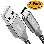 BrexLink USB Certified Type C Cable, USB C to USB A Charger (6.6ft, 2 Pack), Nylon Braided Fast Charging Cord for Sam...