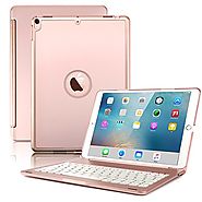 New iPad Pro 10.5 Keyboard Case,Boriyuan Protective Ultra Slim Hard Shell Folio Stand Smart Cover with 7 Colors Backl...