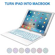 iPad Pro 12.9 inch Keyboard Cover with 7-Colors Backlight, Raydem Ultra Slim Wireless Bluetooth Keyboard Folio 130 De...