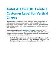 AutoCAD Civil 3D. Create a Customer Label for Vertical Curves by Excitech