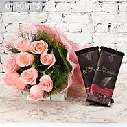 You are Perfect : 10 Pink Roses Jute Packing and 2 Bournville Chocolate