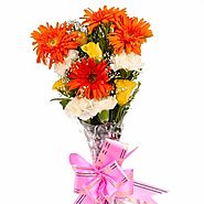 Buy/Send Twelve Colorful Assorted Flowers Bouquet - YuvaFlowers