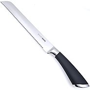 8" Serrated Bread Knife (PROFESSIONAL GRADE STAINLESS STEEL) Serrated Slicer Blade - Great Addition to Any Chef Cutle...