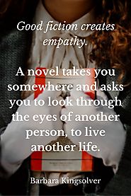 This image provides a quote about empathy in literature from author Barbara Kinglover