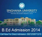 Singhania University B.Ed Course Eligibility