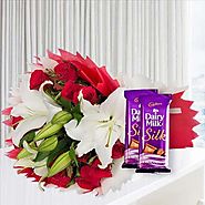 Buy/Send Love Lillies and Chocolates Online - YuvaFlowers.com