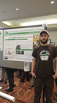 Willie Crosby of Fungi Ally, Hadley MA highlights his project results in a poster session at national SARE conference.