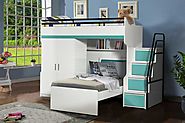 Bueno Turquoise: Bunk Bed, 2 door under bunk bed wardrobe and a Children's Bed