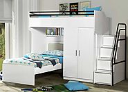 Bueno White: Bunk Bed, 2 door under bunk bed wardrobe and a Children's Bed