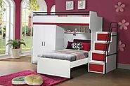Bueno Cherry Red: Bunk Bed, 2 door under bunk bed wardrobe and a Children's Bed