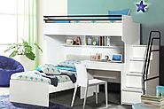 Bueno White: Contemporary Bunk Bed, Children's Bed and a Study Desk