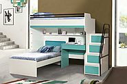 Bueno Turquoise: Designer Bunk Bed, Children's Bed and a Study Desk