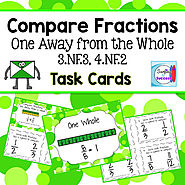 Compare Fractions One Away from the Whole Task Cards by Mercedes Hutchens