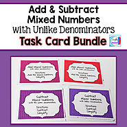 Add and Subtract Mixed Numbers Task Card Bundle by Mercedes Hutchens