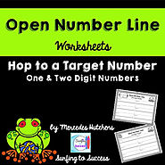 Introduction to Open Number Line: Hop to a Target Number Worksheets