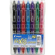 Pilot FriXion Clicker Retractable Erasable Gel Pens, Fine Point, Assorted Color Inks, 7-Pack (31472)