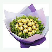 Purple Bouquet of Chocolates Online, Same Day Delivery - OyeGifts