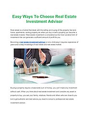 Easy Way To Choose Successful Real Estate Investment Advisor - Reed Goossens