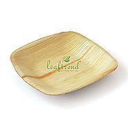 Leaftrend: Eco-friendly Disposable Palm Leaf Plates, Wedding and Party Plates, 5 Inch Square Plate - 25 Pcs