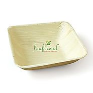 Leaftrend: Eco-friendly Disposable Palm Leaf Bowls, Wedding and Party Bowls, 7 Inch Square Bowl - 25 Pcs
